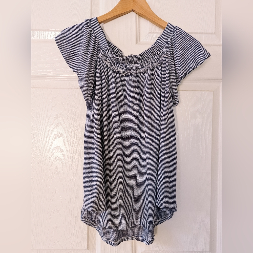 Anthropologie Bordeaux Off Shoulder Top Size M